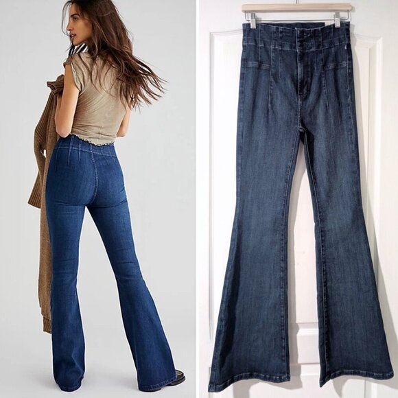 NWT FP We The Free | Jayde Flare Jeans In Night Sky - Picture 1 of 14